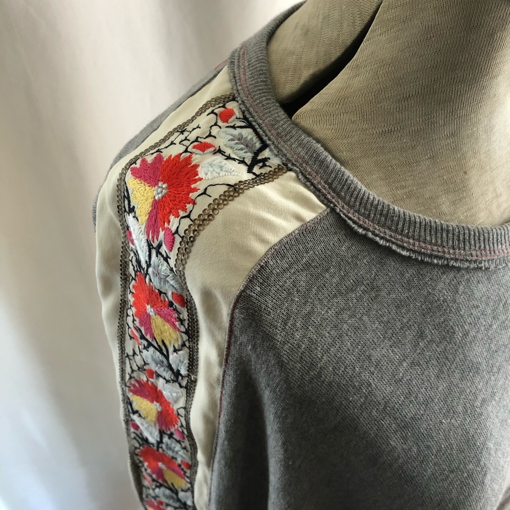 Free People embroidered grey sweater